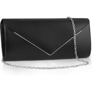🆕Women's Black 3 Clutch Purses Sparkling Envelope Evening Bag Detachable Chain